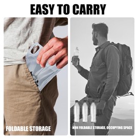 Weesdsio 5-Pack 1L Hiking Collapsible Water Bottles with Mountaineering Buckle (Not Suitable for Climbing) BPA-Free Foldable Backpacking Water Bottle for Camping Hiking Running Cycling Mountaineering