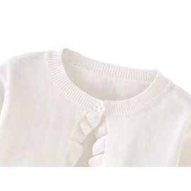 Miccina Toddler Girls Cardigan Sweater Bolero Shrug Baby Kids Long Sleeve Cropped Dress Up Button Closure Jacket Tops B-White