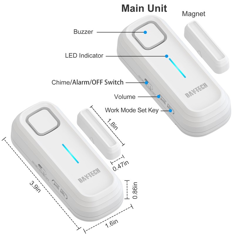 DAYTECH Freezer Door Alarm with Delay 1/2/3/4 mins When Left