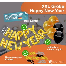 TK Gruppe Timo Klingler XXL New Year's Eve Decoration Set 2020 with Balloons, Streamers, Latex Balloons, Confetti, Photo Props as Decoration for New Year