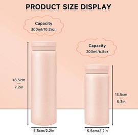 Boziee Small Stainless Steel Thermos Flask 200 ml / 300 ml BPA Free Vacuum Insulated Bottle Mini Thermos Flask (Pink, 200 ml)
