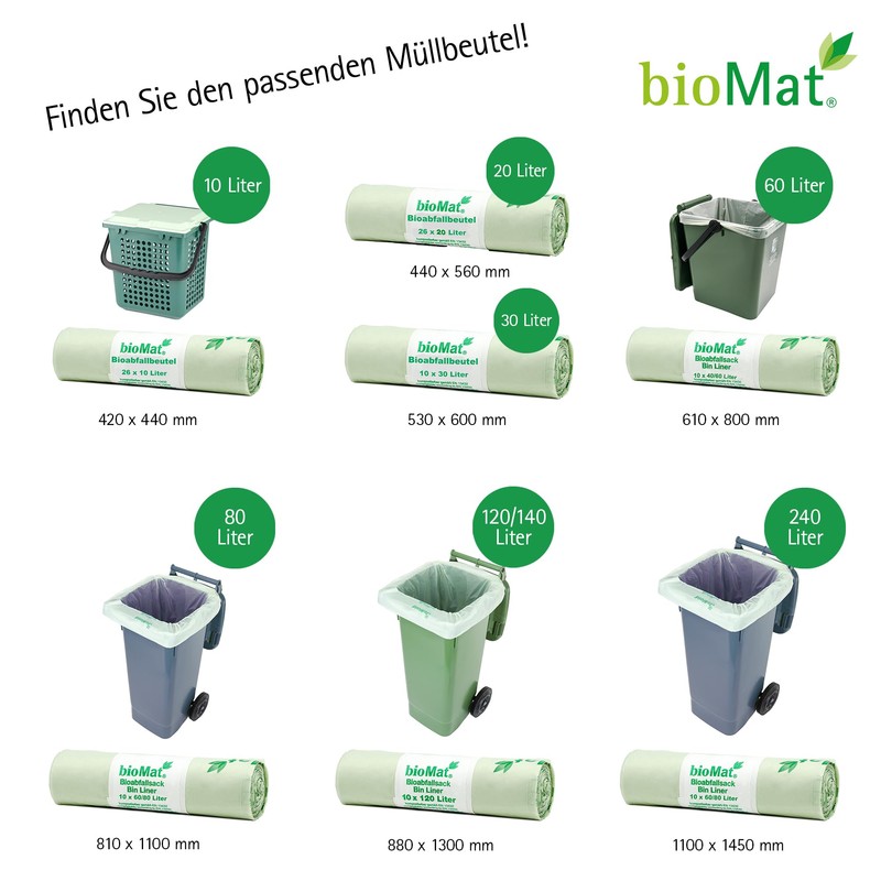 bioMat 20 L Compostable and Climate Neutral Organic Waste Bags