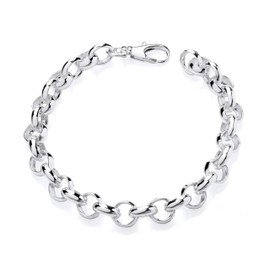 Old English Jewellers 925 Sterling Silver Ladies Plain Belcher Bracelet - 8 inch Length - 9mm Links
