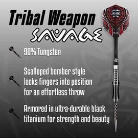 Shot Darts Steel Tip Tribal Weapon Savage (22g/23g/ 24g/25g/26g) 90% Tungsten, Front Weighted with Precision grips Handcrafted Professional Dart Set and Flights Made in New Zealand Metal Tip Bar Darts