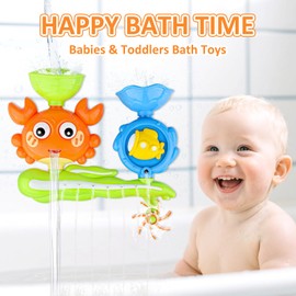 Bath Animals Baby Mould-Free Bath Toy Baby from 1 Year with Suction Cup - Water Toy Children's Bath with Splash Function and Gear - Safe Children's Bath Toy Crab from 2 Years