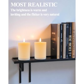Gmnee Waterproof Flameless Candles, 2-Pack Outdoor Indoor Battery Operated LED Candles with Remote and Timers, Electric Fake Plastic Pillar for Patio Porch and Lanterns Decor (Ivory-D3 xH4)