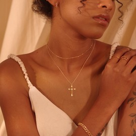 Fettero Women's Necklace, 14k Gold, Hypoallergenic, Simple, Pendant, Chain Necklace, Accessory, Popular, Gift