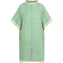 Bath Poncho Made of Waffle Pique Towel Poncho Made of 100% Viscose Lightweight and Compact - Bath Towel Surfer Poncho with Hood for Men and Women, Green