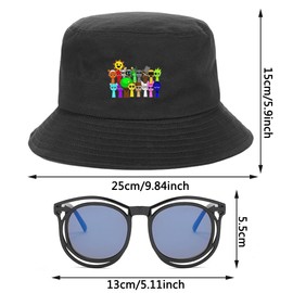 CLKDPNO SprunkeyBox Cute Cartoon Fisherman Hat, Beatbox Unisex Fisherman Cap,Beach Sun Hat,Rhythm Craft Fisher Cap,Sunglasses, Quirky Glasses,Cute and Quirky Accessories Black