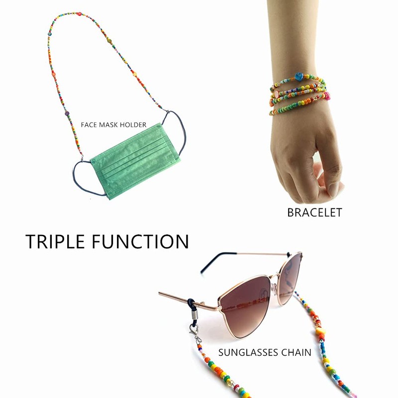 DECKER Colorful Bead Women’s eyeglass chain eyewear retainer Mask Holder