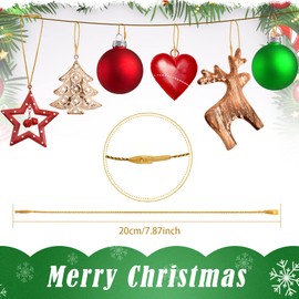 Nuanchu 500 Pcs Christmas Ornament Hangers Precut Cord String for Ornaments Ornament Hooks with Snap Fastener Polyester Hanging Ropes for Christmas Holiday Party Decorations (Gold)