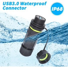 PENGLIN Pack of 2 M20 USB 3.0 Waterproof Connector, IP68 Waterproof USB 3.0 Panel Mount Adapter, USB 3.0 Type A Socket with Waterproof and Dustproof Cap