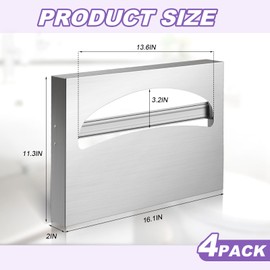 Hushee 4 Pcs Stainless Steel toilet seat cover dispenser Toilet Seat Cover Holder Wall Mounted Commercial for Bathroom (Silver)