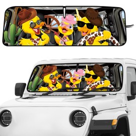 DaisyInner Windshield Sun Shade Compatible with Jeep Jk Jku Jl Jlu 1997-2023 and Compatible with Gladiator Jt 2020-2023 Foldable Windshield Sunvisor Blocks UV Rays (Cowboy Duck, 16. 5" x 52. 5")