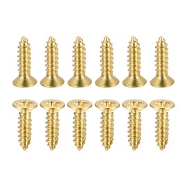 DTGN 30pcs M3x12mm(DxL) Brass Phillips Wood Screws for Woodcraft Furniture Countersunk Tapping Screws Brass Stone