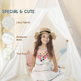 wilwolfer Kids Teepee Tent for Girls or Boys with Carry Case, Foldable Play Tent for Kids or Toddler Suit for Indoor and Outdoor Play, Protable Kids Playhouse Children Tent