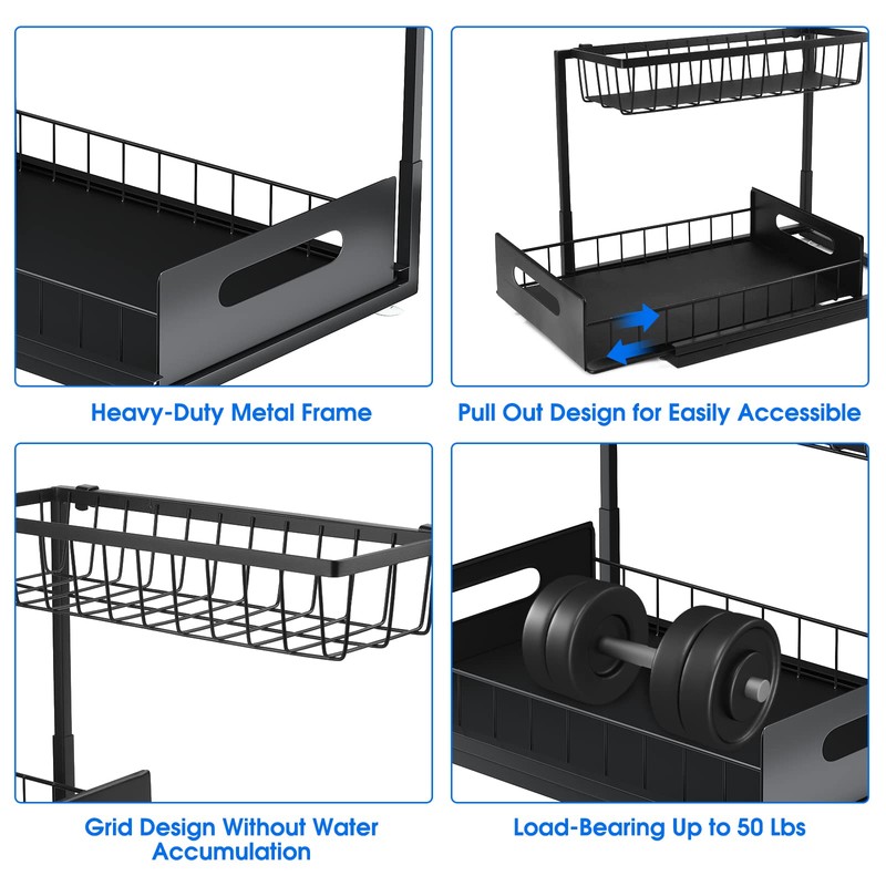 UINOFLE Under Sink Organizer, 2 Tier Under Sink Organizers and