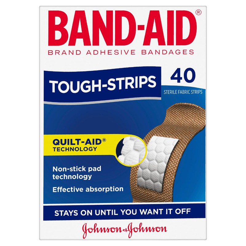 Band-Aid Waterproof Tough Strips 40 Pack |Non-stick pad technology| Strengthened