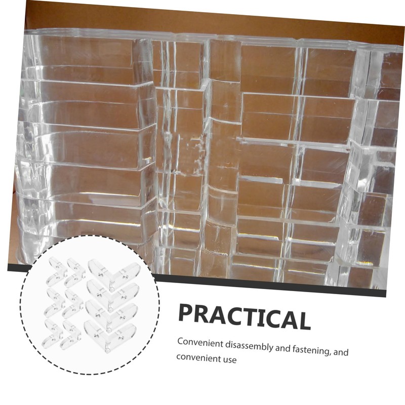 OUNONA 15 Pcs Acrylic Transparent Corner Brackets L-Shaped Fixing Buckle