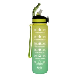 Lacers Petrolline Water Bottle 1000 ml with Straw & Time Marking - Sports Water Bottle for Fitness, Yoga, School & Office - Handy Water Bottle for Travel, Hiking & Camping Carry Strap