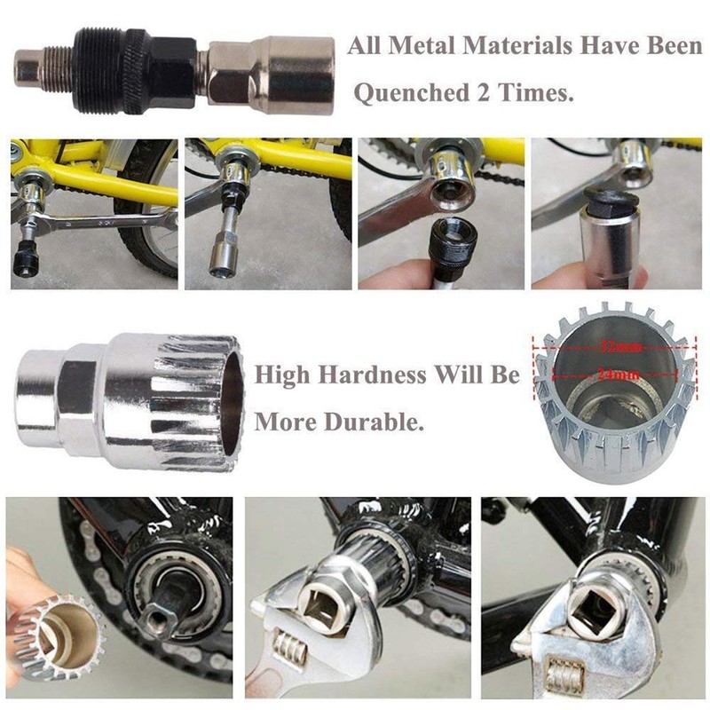 5pcs Repair Tools Kit Freewheel Removal Wrench + Crank Puller