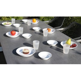 idea-station Gastro Plastic Plates Set of 6 21cm White Reusable Shatterproof Round Stackable Plate Set Food Plates Plastic Tableware Camping Plates Kids Plates