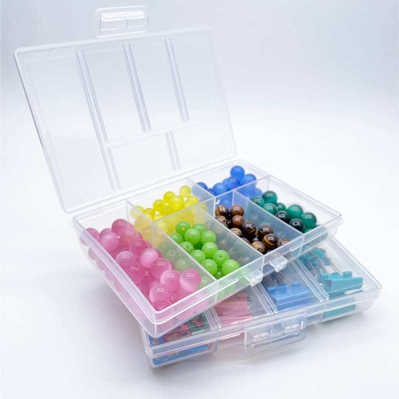 TeTeBak Plastic Organizer Box with Dividers - 2 PCS Small