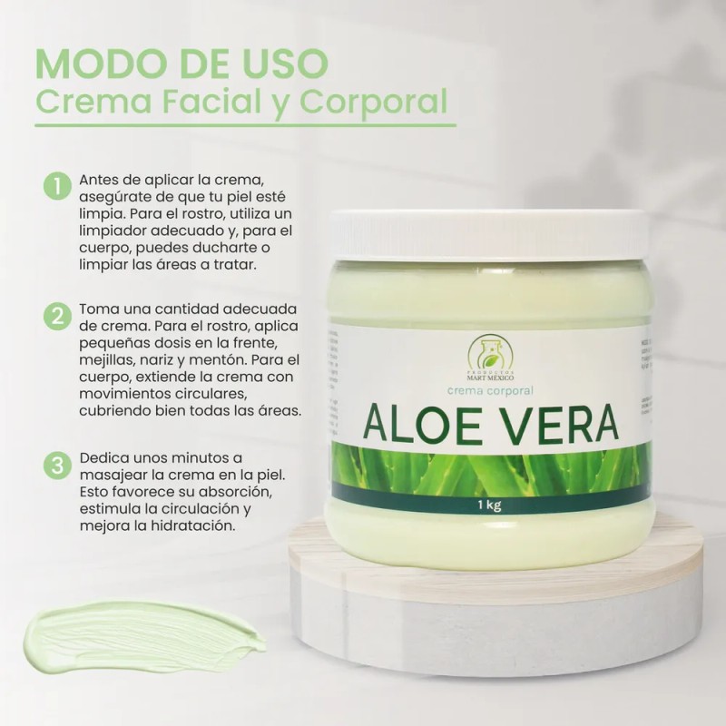 Crema Hidratante Áloe Vera 1 Kg Productos Mart México Piel