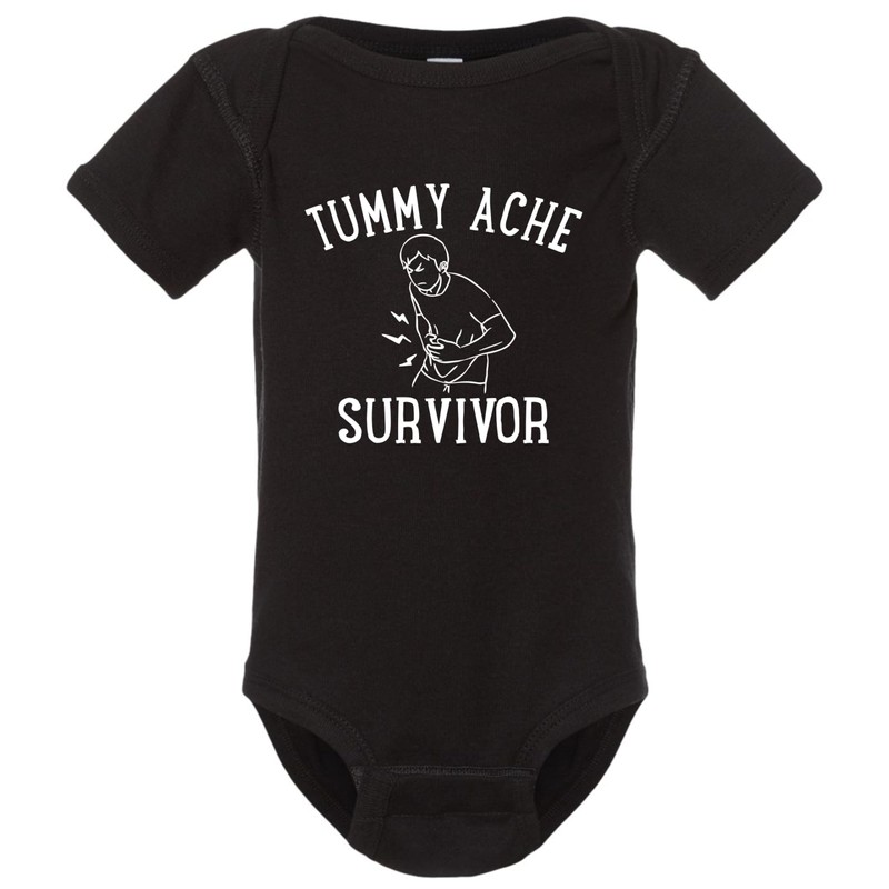 6M Black Infant Tummy Ache Survivor Funny Creeper