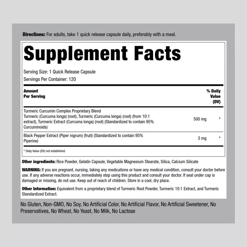 Piping Rock Turmeric Curcumin with Black Pepper | 500mg |