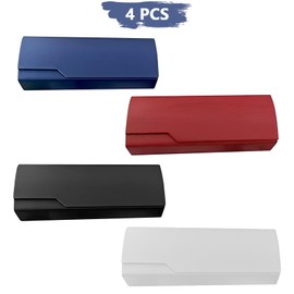 JAWAI Pack of 4 Hard Glasses Case, Portable Hard Glasses Case, Glasses Case, Glasses Case, Hard Case, Can Store Shortsighted Glasses and Sunglasses, Suitable for Men, Women and Children, Red, black,