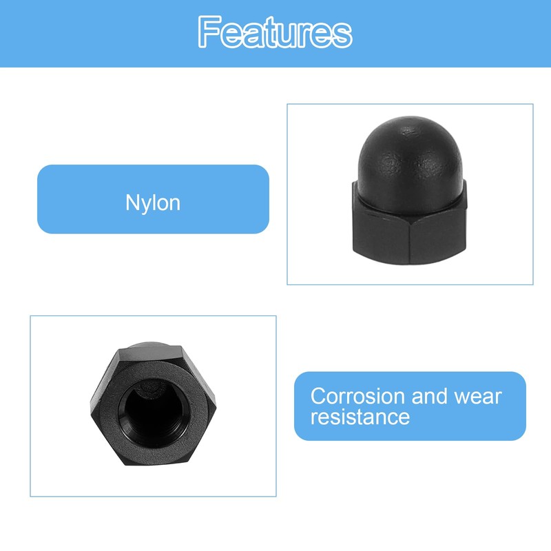 sourcing map M5x0.8 Acorn Cap Nuts, 30Pcs Nylon Dome Cap