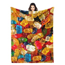 Gummy Bear 3D Funny Realistic Food Ultra-Soft Throw Blanket 50"x40" Travel All Season Bed Sofa Dorm Decor Bedding Bedroom