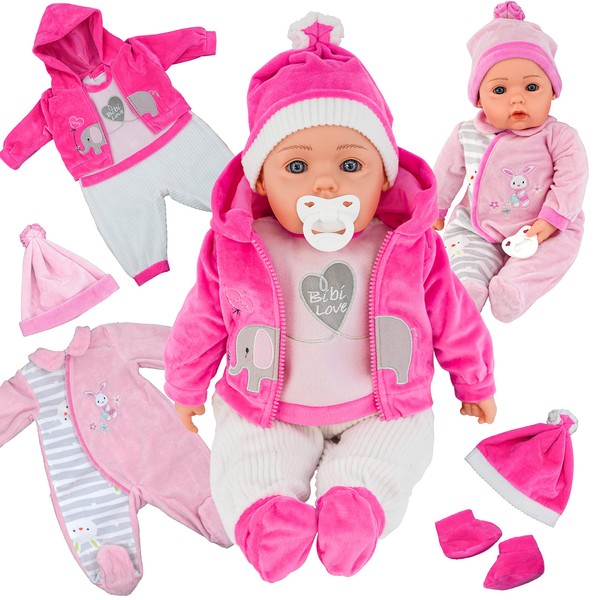 Bibi Doll - Baby Doll Clothes Set Of Two Outfits Suitable For 20" Baby Doll (Pink Elephant and Light Pink Set)