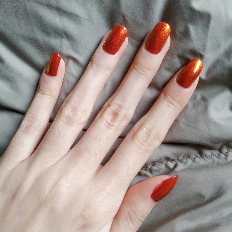 COSMOO Gold Red Shimmer Nail Polish, 12ml Quick Dry Nail