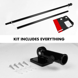 G128 5 Feet Tangle Free Spinning Flagpole (Black) Thin Red Line Flag Brass