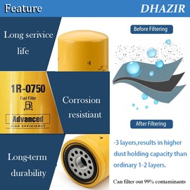 1R-0750 Fuel Filter Compatible With Chevy GMC Duramax Caterpillar Engine 2001-2016 LB7/LML/LMM Fuel Filter Elements Kit Replaces FF5320 35310549 BF7633 33528 P551313, 6PACK