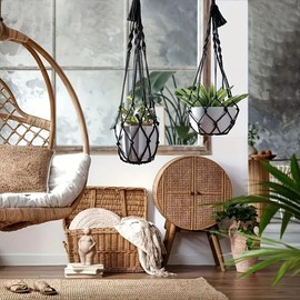 WeedGuard Outdoor Plant Hanger Macrame – Handcrafted Bohemian Holder with Hook, Indoor Outdoor Garden Decor