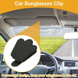 X AUTOHAUX Car Sunglasses Clip with Magnetic Universal Sun Visor Sunglasses Holder for Car Leather Green 7.5x6cm 1 Pcs