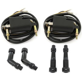 2 Pack Dual Output Motorcycle Ignition Coil Set with Spark Plug Caps Compatible with Kawasaki KZ650 KZ900 KZ1000 Z1, Suzuki GS550 GS750 GS850 GS1000