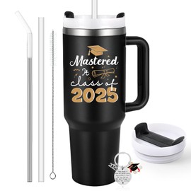 Qtencas Graduation gifts for Him, 40 oz Mastered it Class of 2025 Stainless Steel Tumbler with Handle, High School Master PHD College Graduation Gifts for Men Her Him Friends Classmates Brothers Son