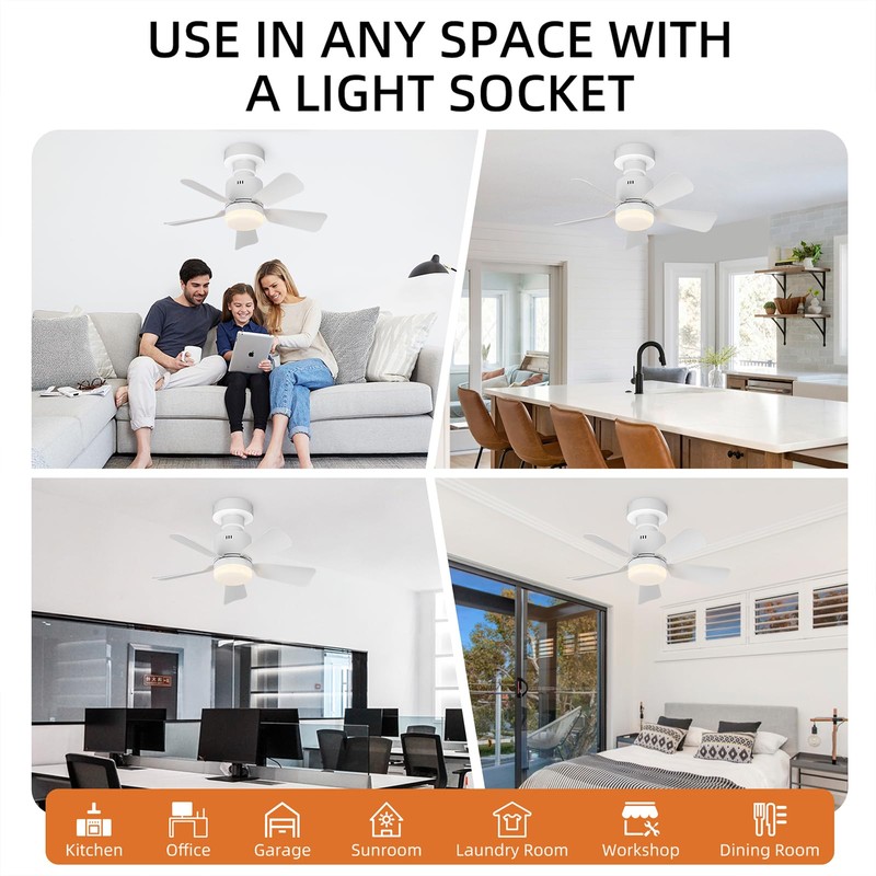 GEADI Screw in Ceiling Fan Light, Dimmable LED Ceiling Lamp