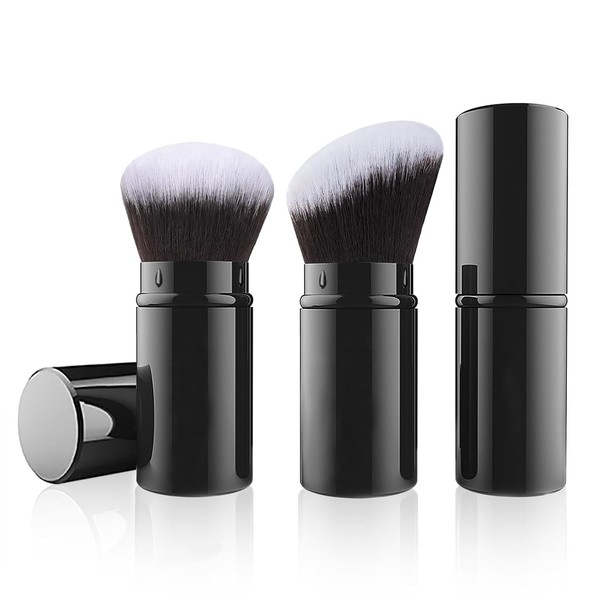Makeup Brush, 2-Piece Retractable, Portable Kabuki Makeup Brushes for Flawless