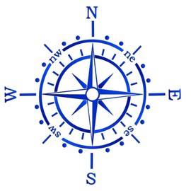 Compass Sticker for Outdoor and Indoor (RPT 53) (9 cm, Blue 1/1)
