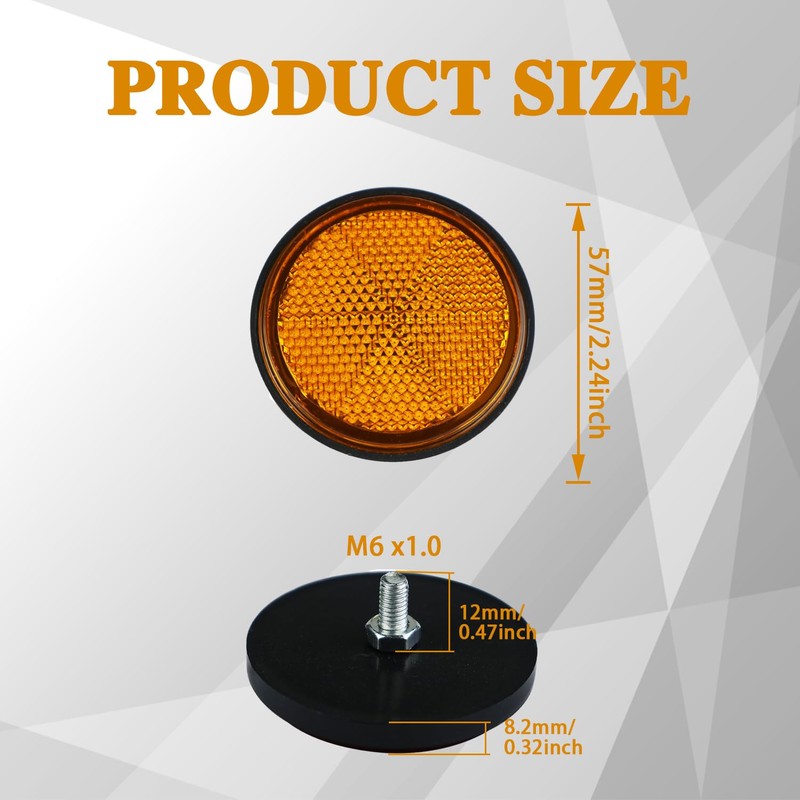 Bntyok Round Reflector 6PCS 2inch / 56mm Plastic Universal Screw
