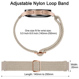 Elastic Strap for Garmin Forerunner 245/645/55 Music Watch Band for Women Men, 20mm Adjustable Soft Nylon Stretchy Band for Vivoactive 5/Vivomove LUXE/HR/Sport/Trend Milk Tea