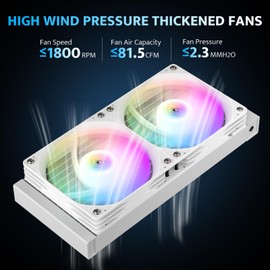 darkFlash DG360 All-in-one Liquid CPU Cooler, High-Performance Pump, ARGB Sync, PWM Daisy Chain Connection Fans, AIO Cooler Compatible with Intel 1851/1700, AMD AM4/AM5 (White, 240mm AIO)