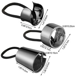 3 Pieces Metal Circle Hair Cuff Elastic Hair Band Hair Ties Ponytail Holder Hair Rope Accessory for Women Girls, 3 Styles (Black)