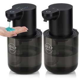 2 Pack Automatic Soap Dispenser, Touchless Automatic Liquid Soap Dispenser, Electric Wall Mounted Dispenser, 13.5oz/380ML USB Rechargeable with 4-Level Adjustment for Bathroom, Kitchen & Office