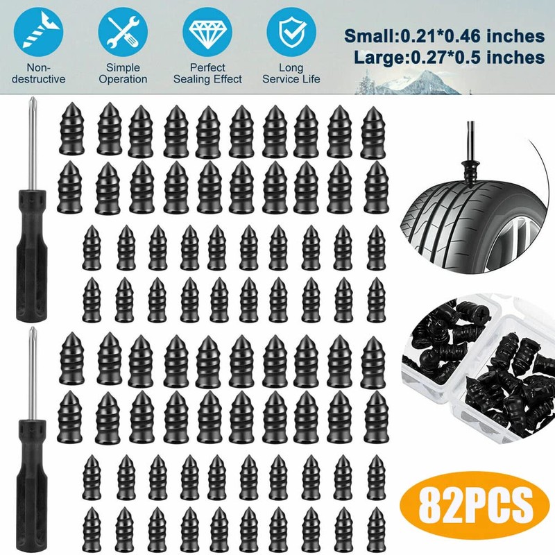 80PCS Tire Repair Rubber Nail Car Tire Repair Screw in
